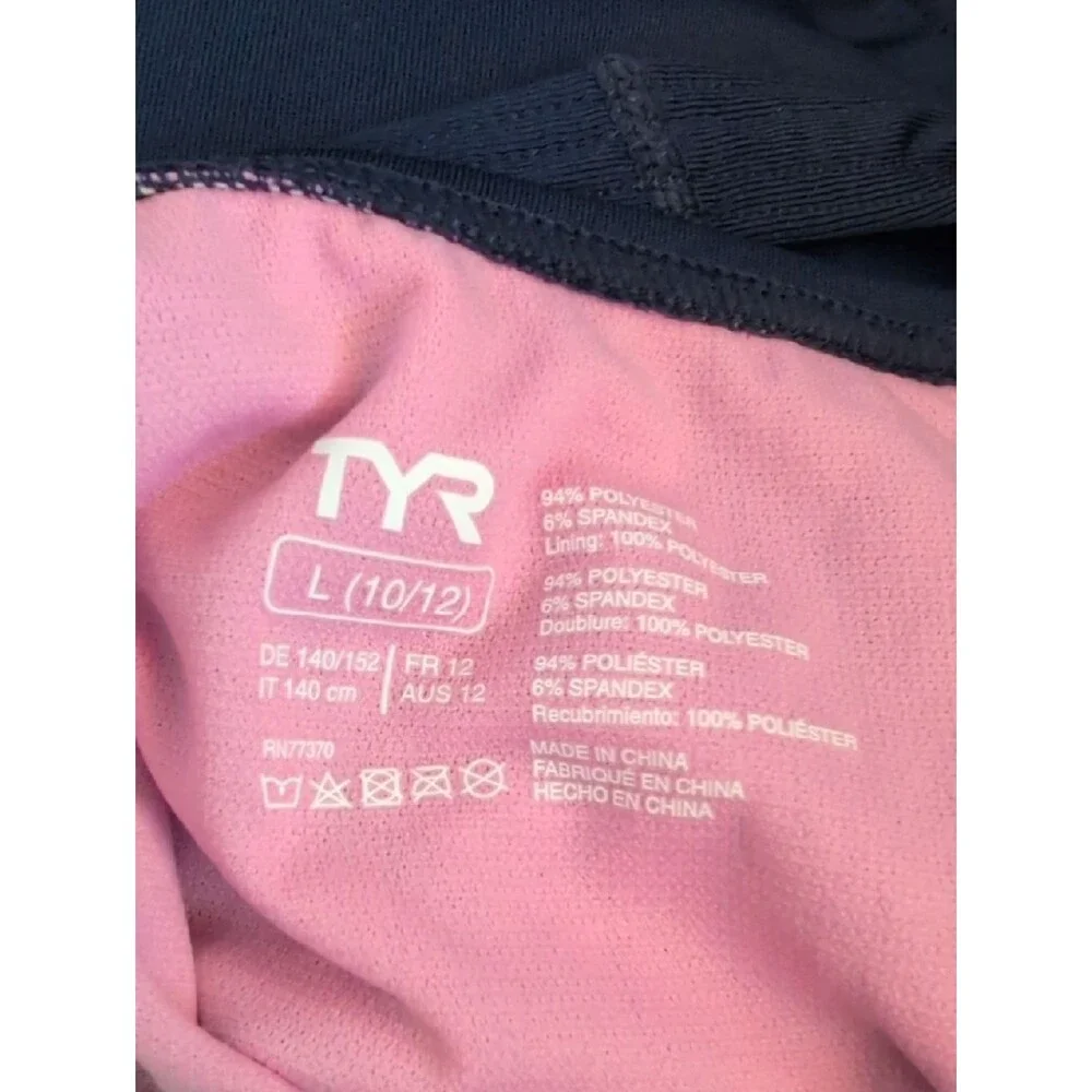 NWT TYR Durafast Lite Ella Maxfit Girl One Piece Swimsuit Navy Blue Racerback -L